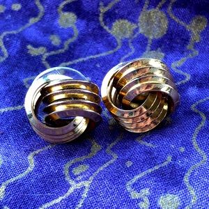 Vintage Gold Tone Knot Pierced Earrings